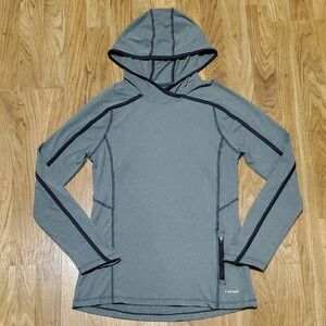 Hind Heather Gray Charcoal Long Sleeve Performance Hoodie Running Womens Size S